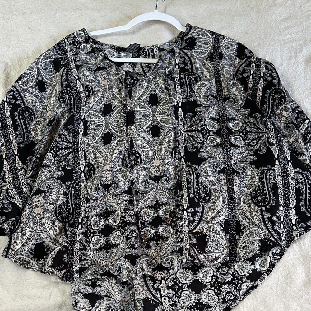 Stoosh Black and Gray Paisley Blouse